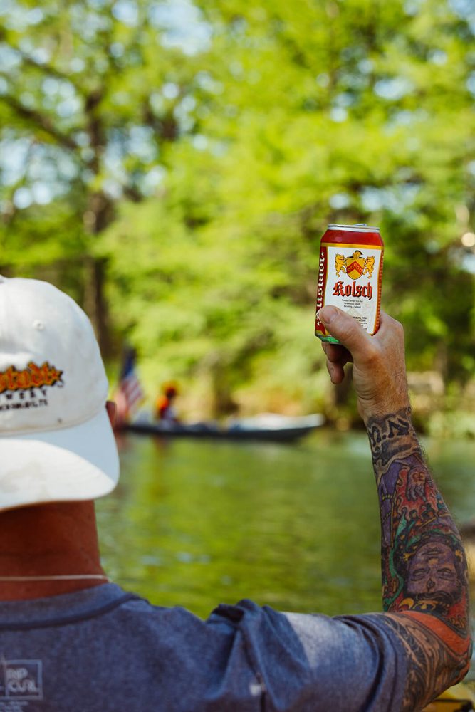 Altstadt Brewery beer on the Guadalupe River